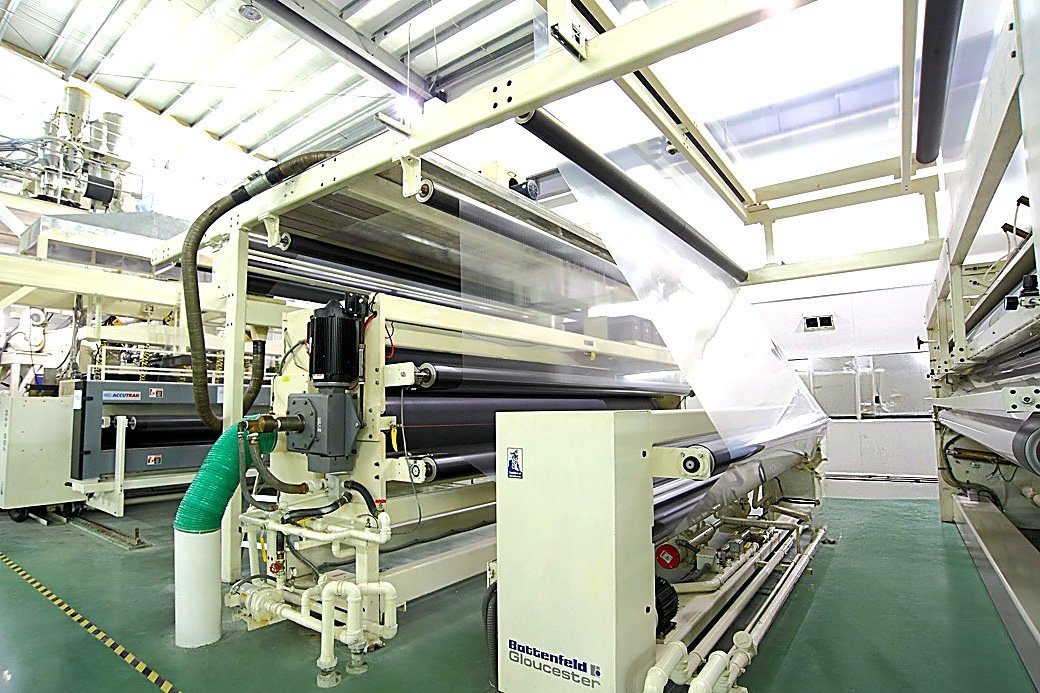 PCR PE Films & Bags | GRS Certified Recycled Packaging Cast film extrusion line running PE, mono-material and barrier structures