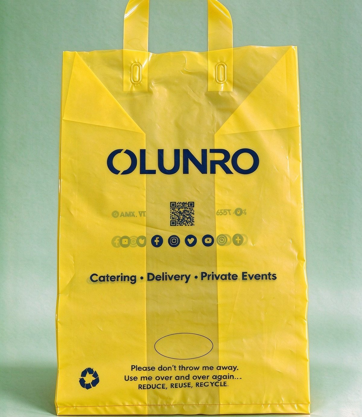 Bolsa de PE (PCR) con asa de lazo suave impresa a todo color