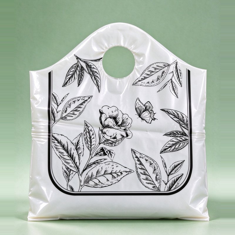 Round Die-cut Handle Bag - Leaf Print — Retail · North America